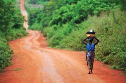 woman on the tropical road